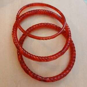 Vintage Red Glass Bangles Trio Of Glass Bangles
